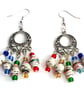 Ornate chandelier earrings with muticoloured paper beads