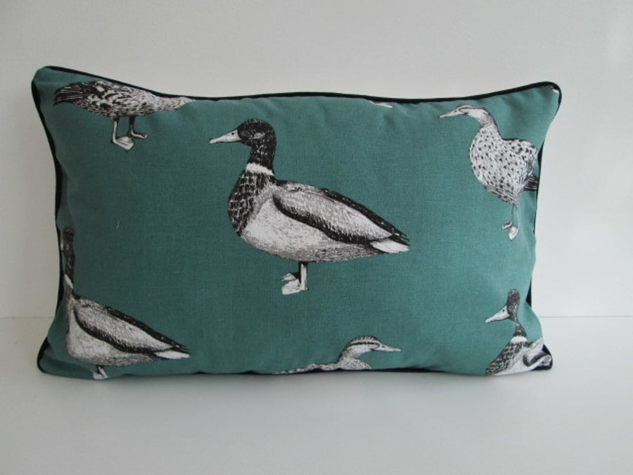 Perfectly Imperfect Ducks Cushion Cover with black piping 