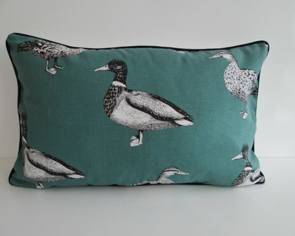SALE Ducks Cushion Cover with black piping 