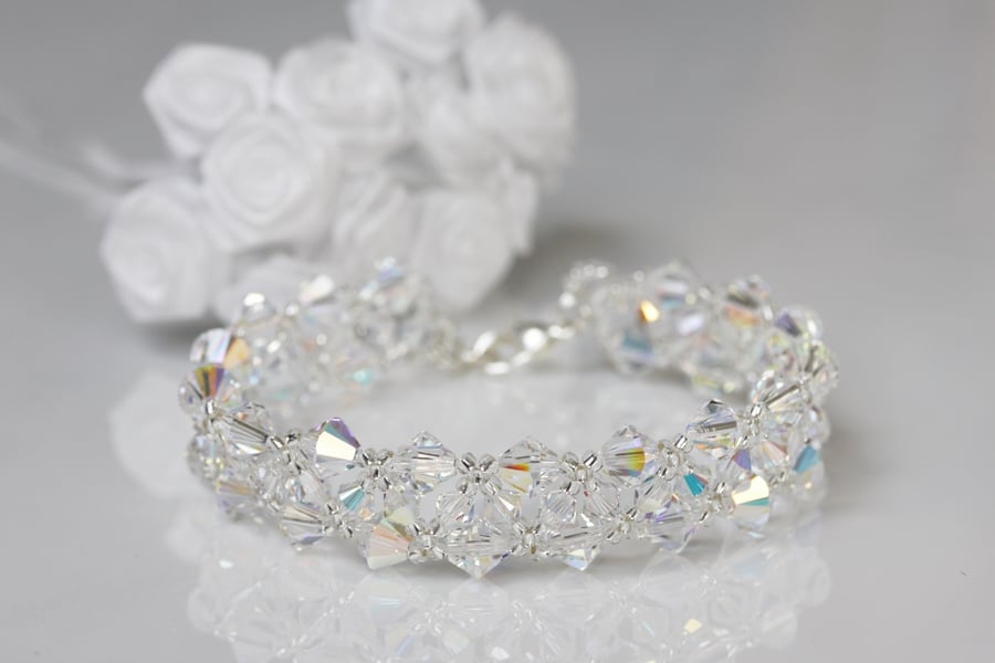 Swarovski Crystal Chevron Weave Bracelet