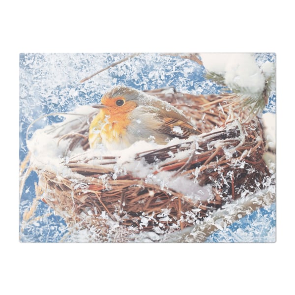Robin Redbreast In A Snowy Nest Glass Chopping Board