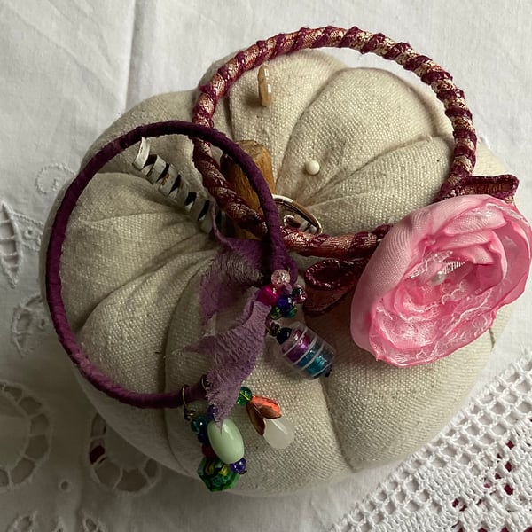 Two Bangles wrapped in Sari Silk and added decoration