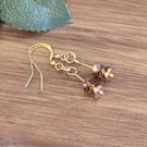 Dainty Rose Gold and Topaz Czech Glass Earrings