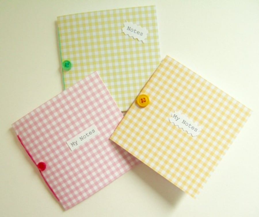 'Gingham' Mini Notebooks, Handmade pack of 3