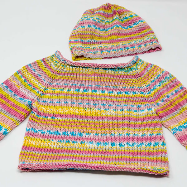 Baby Jumper and Beanie Hat in Organic Cotton 3 - 6 months