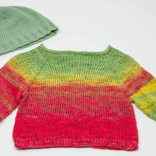 Baby Jumper and Beanie Hat in Organic Cotton 3 - 6 months