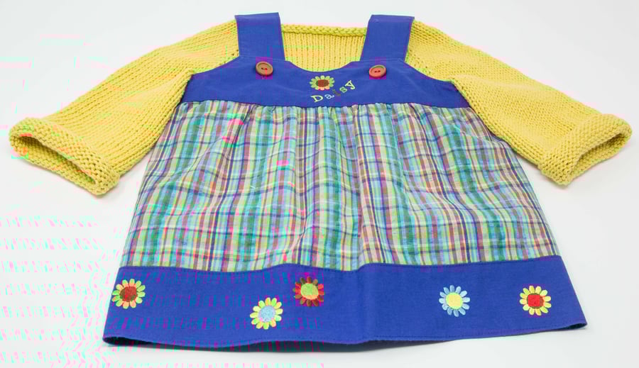 Daisy Pinafore in 100% Cotton  6 - 12 months