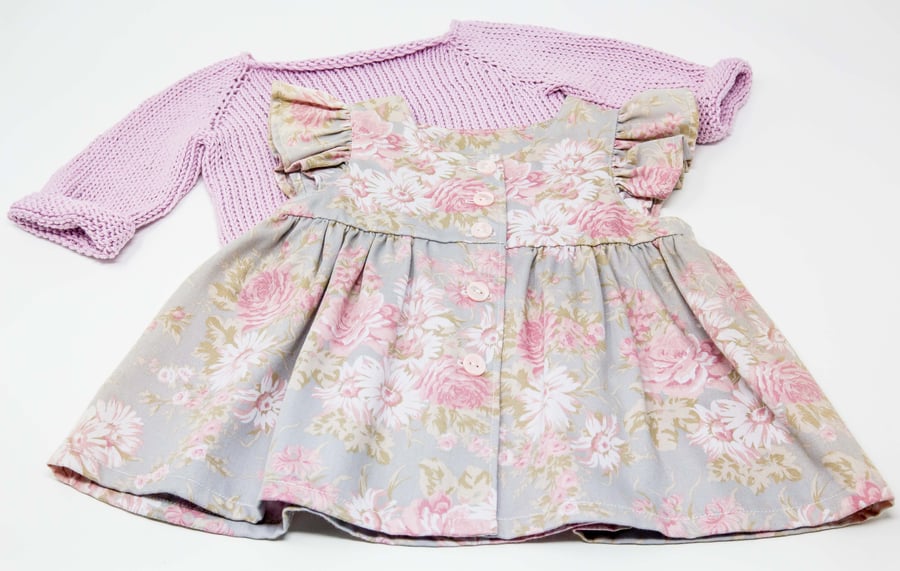 Baby Pinafore Dress and Organic Cotton Jumper  3 - 6 months