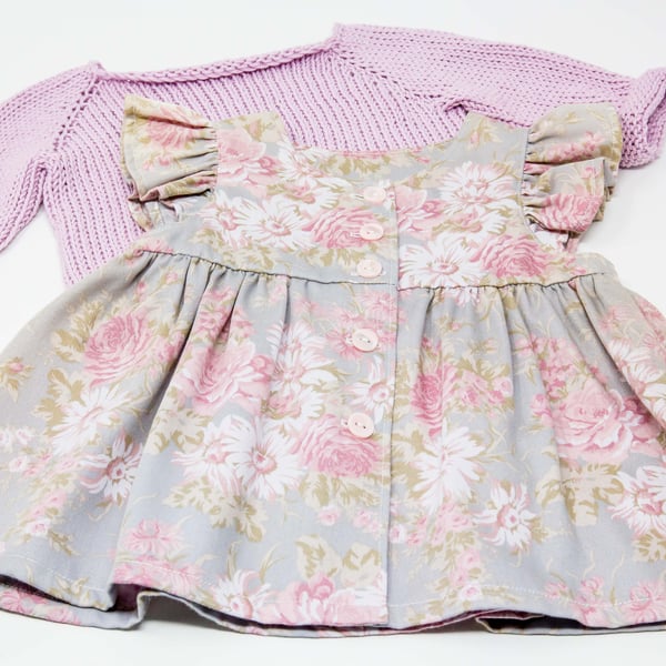 Baby Pinafore Dress and Organic Cotton Jumper  3 - 6 months