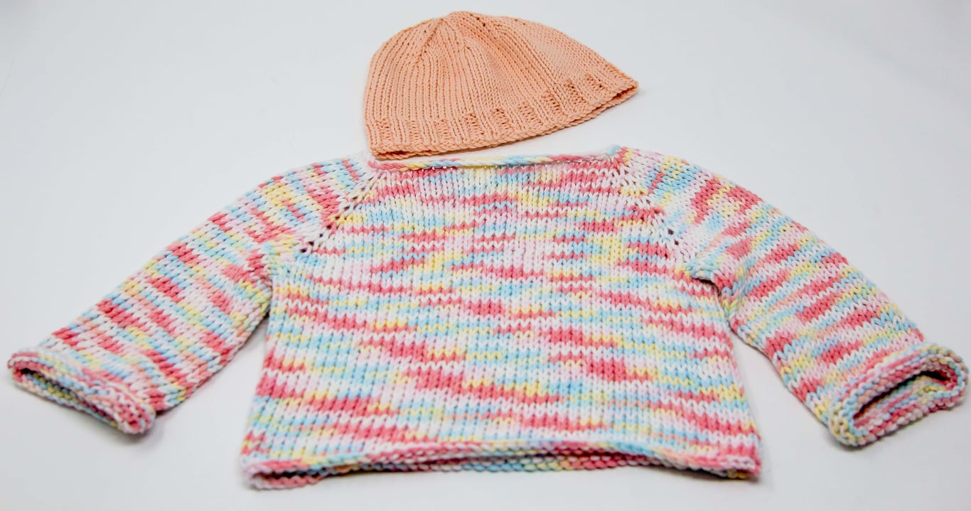 Organic Cotton Baby Jumper & Beanie 0 - 3 months