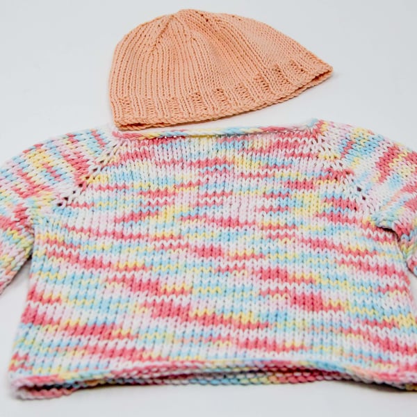 Organic Cotton Baby Jumper & Beanie 0 - 3 months