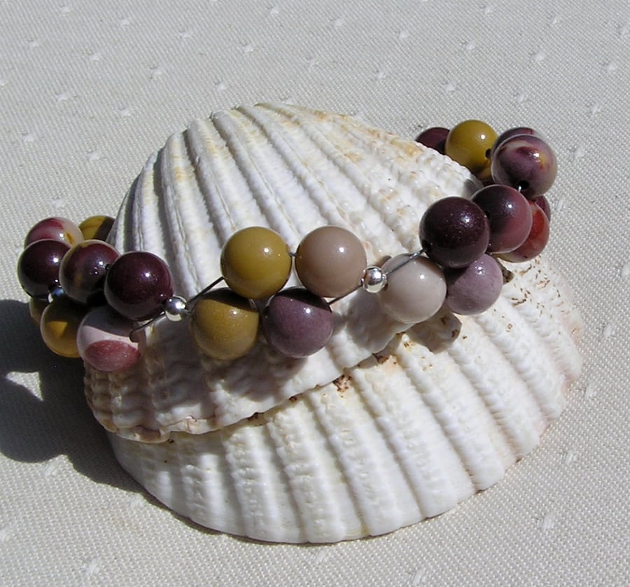 Mookaite Jasper Crystal Gemstone Beaded Bracelet "Mara"
