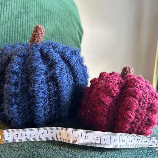 Crochet pumpkin ornaments pair