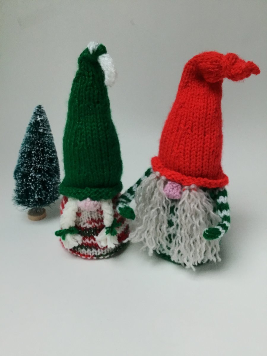Knitted Gnomes to cheer your home -set of two.