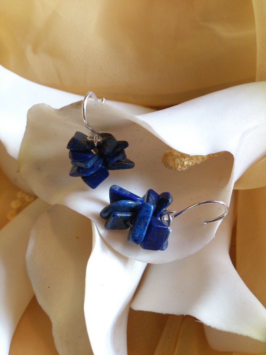 Lapis lazuli short cluster earrings