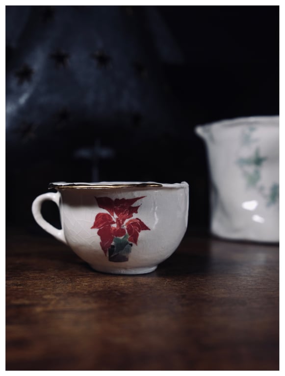 Christmas series -poinsettia on a small cup