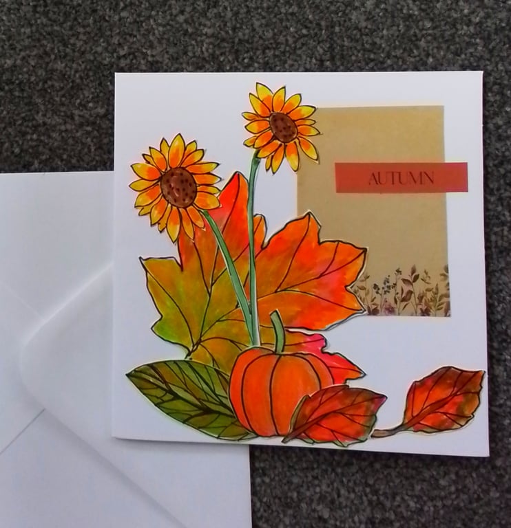 Sunflower and pumpkin greetings card