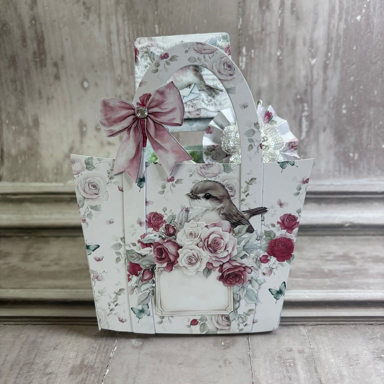 Gift Bag (Blue) filled with Ephemera by Carolee Crafts CR 0016