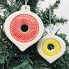 Set of two lightweight baubles in Red and Yellow