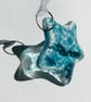 MINI Dark Aqua & Blue Fused Glass Star - Image 2