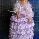 Hand Knitted Lilac Princess Doll Spare Toilet Roll Cover