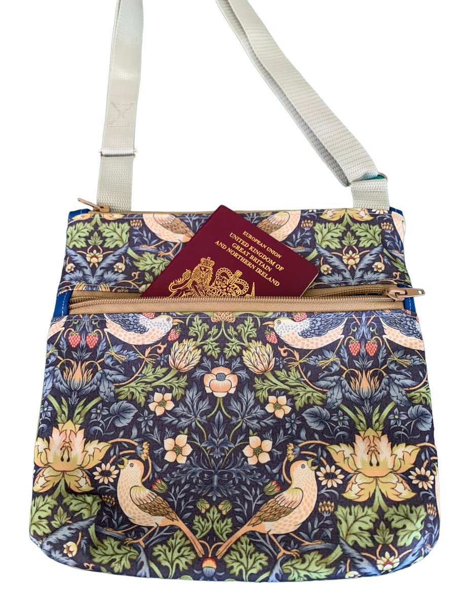 Crossbody travel bag perfect for passports and travel documents - William Morris