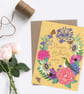Yellow Floral Mother's Day Card A5 sized, featuring a bird illustration - Image 1