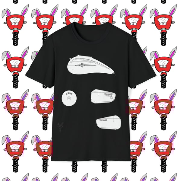 Kawasaki Vulcan Tank Technical Drawing Unisex Softstyle T-Shirt by Bikabunny