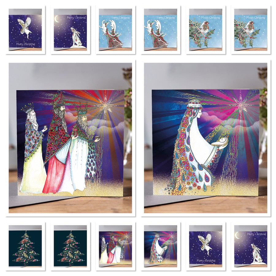 Stunning pack of 14 Christmas designs (2 of each design) 