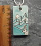 Handmade Ceramic Hare pendant in turquoise blue - Image 4