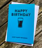 Vintage Typographic Style Birthday Card with Beer Glass Graphic