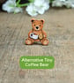 Coffee Bear Pin, Handmade Tiny Wooden Teddy Badge, Coffee Lover Gift - Image 9