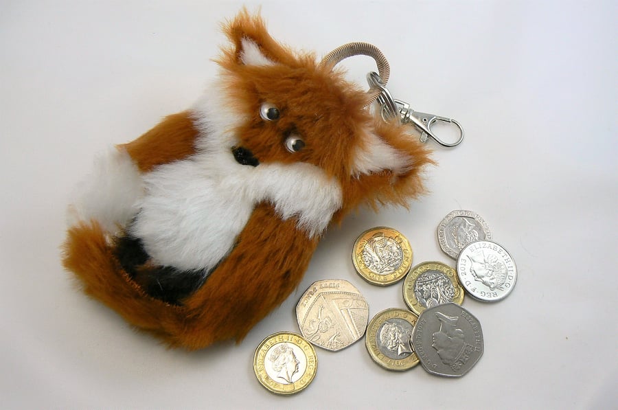 Fox coin purse ((can be clipped onto handbag)