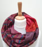 Sari silk double sided infinity scarf. Shades of burnt orange, burgundy, brown,  - Image 1