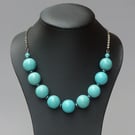 Chunky Turquoise Statement Necklace - Sky Blue Beaded Jewellery Gifts for Women
