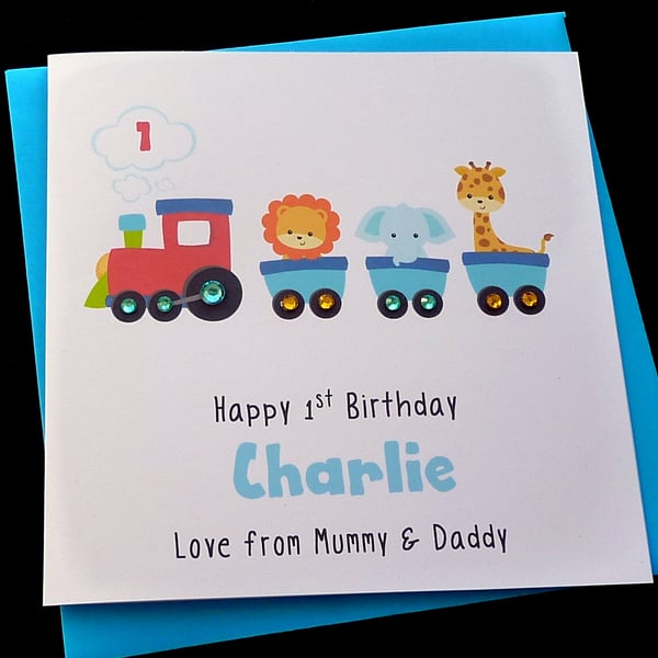 Handmade Personalised Train Engine Birthday Card
