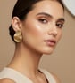 Asymmetrical Gold Stud Earrings, Mismatched Organic Shape, Sculptural Disc