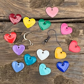 Bright Enamel Heart Earrings. Choose your earring finish. 