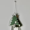 'Three Christmas Trees in Greens' - Hanging Decorations
