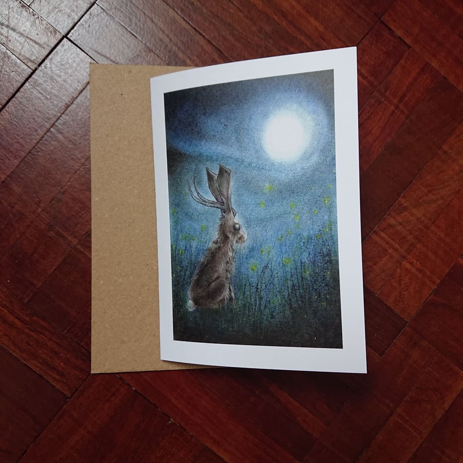 Handmade Watercolour Bunny Greetings Card - Blue Handmade Watercolour Bunny Greetings Card - Blue