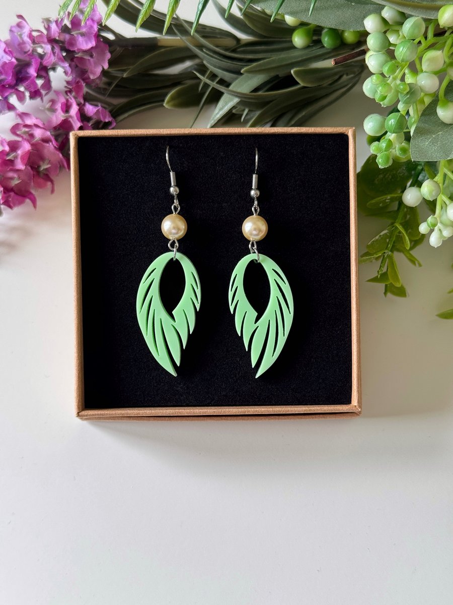 Elegant Leaf Feather Earrings