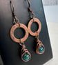 Copper Washer Earrings with wire wrapped Apatite Beads