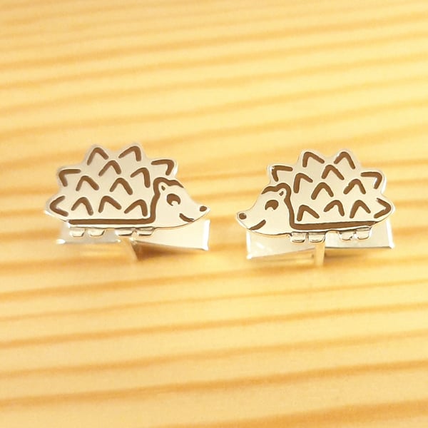 Hedgehog Cufflinks, Silver Wildlife Jewellery, Nature Lover Gift