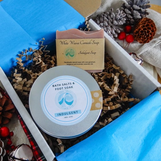 Bath treat gift box "Indulgent" - soap and bath salts - postage included