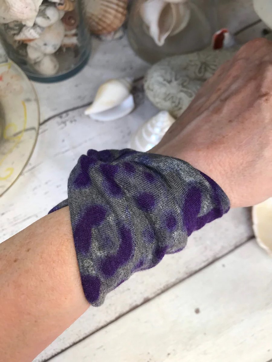 Wrist cover alternative bracelet, tattoo cover up cuff, purple grey cuff