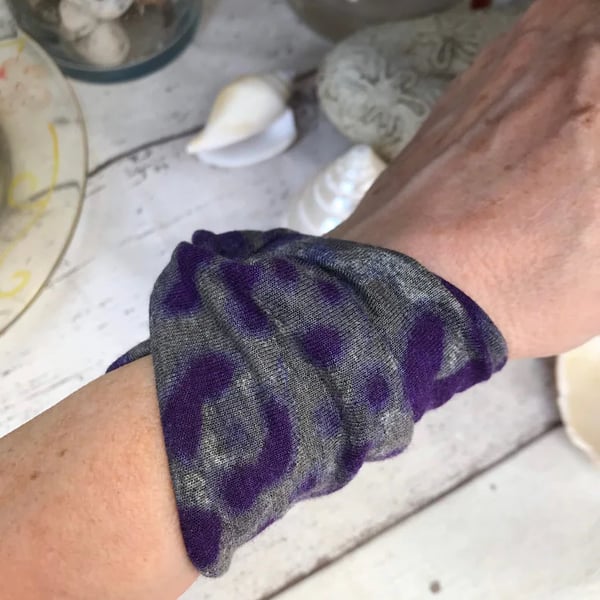 Wrist cover alternative bracelet, tattoo cover up cuff, purple grey cuff