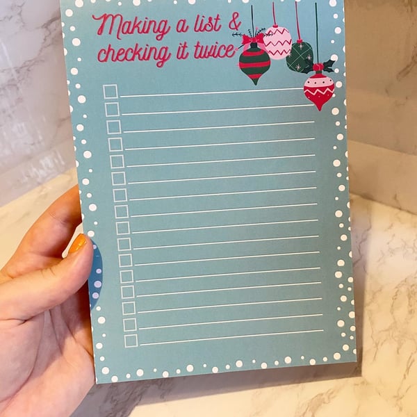 ‘Making a list & checking it twice’ Christmas To Do Checklist Notepad