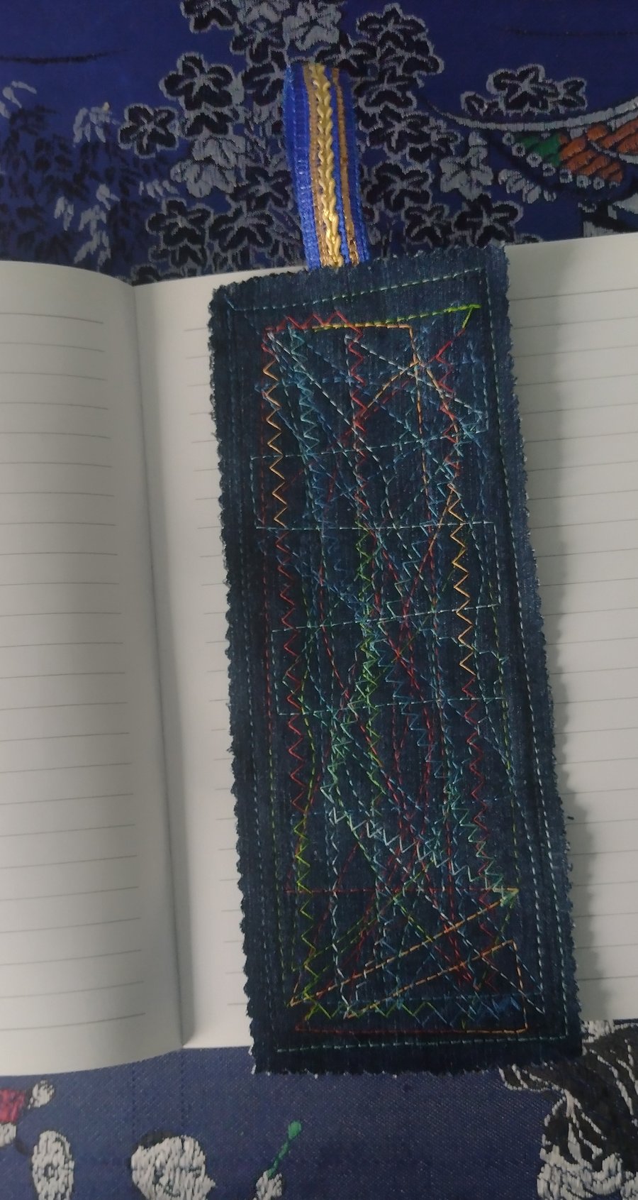 Dark Denim Stitched Bookmark Page Marker