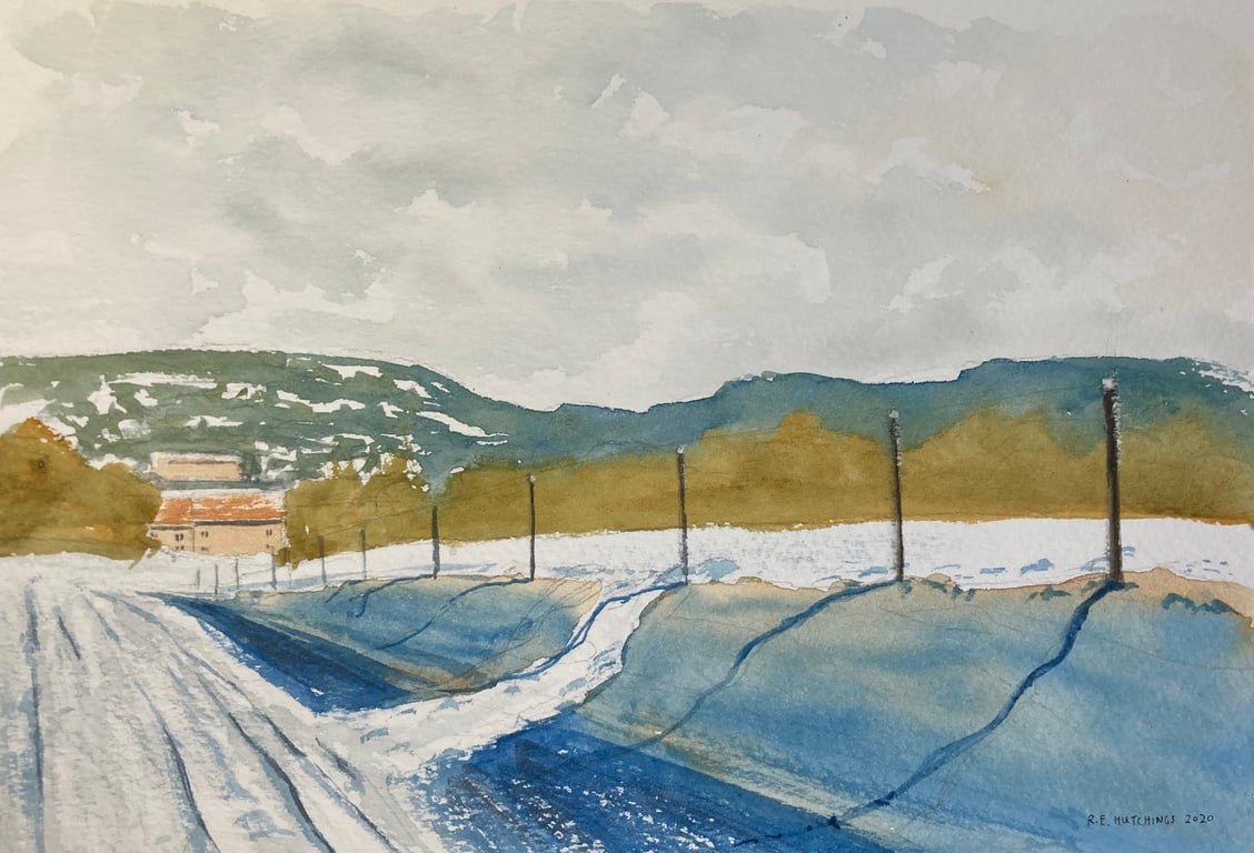 Winter ingleby lane 2022 (Original Watercolour painting) watercolor, watercolour