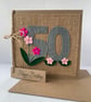 Handmade 50th Birthday Card from felt. Keepsake Card. Textile Card. - Image 4
